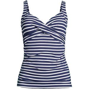 Women's Chlorine Resistant V-Neck Wrap Underwire Tankini Swimsuit Top Adjustable
